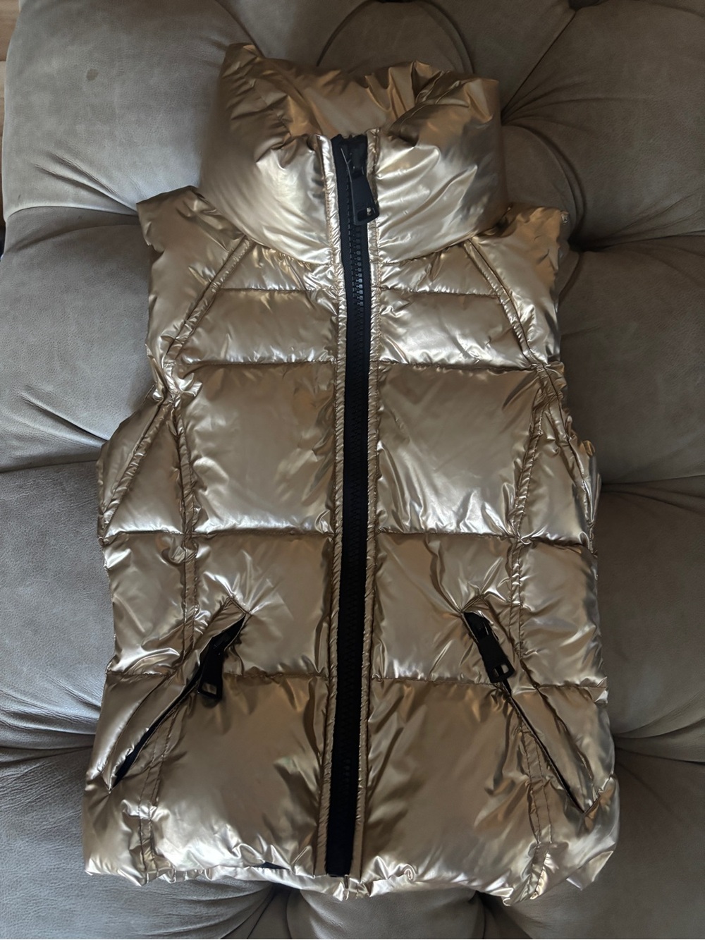 SAM. Shiny Metallic Gold Puffer Vest